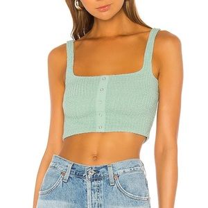 Capulet Millie smocked crop top seafoam xs